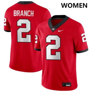 Women's Zion Branch Red Georgia Bulldogs #2 College Football Replica Jerseys 179448-694