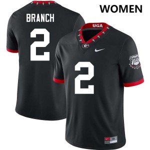 Womens Zion Branch 100th Anniversary Black Georgia Bulldogs #2 College Football Alumni Jerseys 364371-364