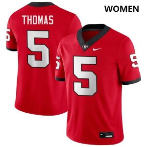 Women's Noah Thomas Red Georgia Bulldogs #5 College Football Alumni Jerseys 208098-544