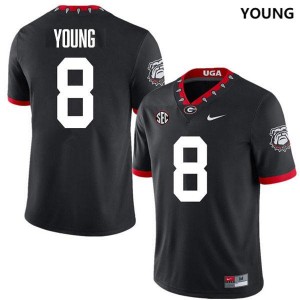 Youth Colbie Young 100th Anniversary Black Georgia Bulldogs #8 College Football Official Jersey 466528-520