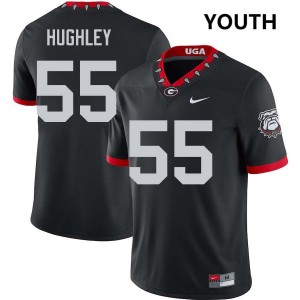Youth Bo Hughley 100th Anniversary Black Georgia Bulldogs #55 College Football Stitched Jersey 824698-366