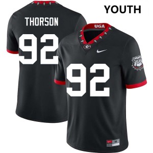 Youth Brett Thorson 100th Anniversary Black Georgia Bulldogs #92 College Football 2025-26 Jersey 184614-615