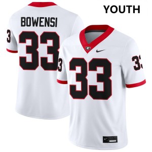 Youth Chauncey Bowens White Georgia Bulldogs #33 College Football Stitched Jersey 101815-618