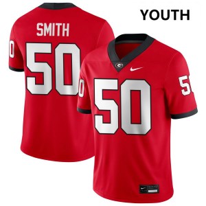 Youth Cortez Smith Red Georgia Bulldogs #50 College Football Embroidery Jersey 597580-279