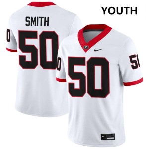 Youth Cortez Smith White Georgia Bulldogs #50 College Football Embroidery Jersey 385347-905