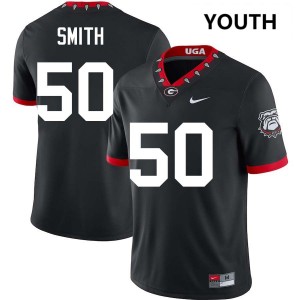 Youth Cortez Smith 100th Anniversary Black Georgia Bulldogs #50 College Football Official Jersey 485674-479