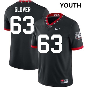Youth Dontrell Glover 100th Anniversary Black Georgia Bulldogs #63 College Football Embroidery Jerseys 835375-626