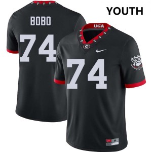 Youth Drew Bobo 100th Anniversary Black Georgia Bulldogs #74 College Football 2025 Jerseys 655983-295