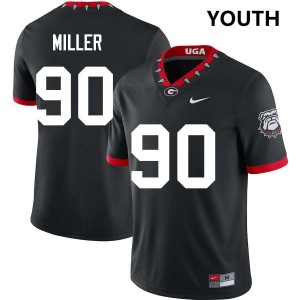 Youth Drew Miller 100th Anniversary Black Georgia Bulldogs #90 College Football Game Jerseys 156191-285