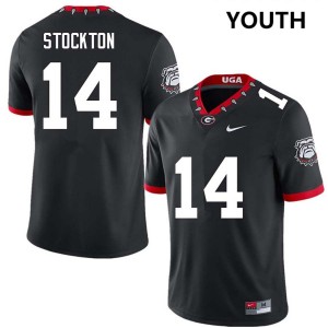 Men's Gunner Stockton 100th Anniversary Black Georgia Bulldogs #14 College Football Embroidery Jersey 919777-973