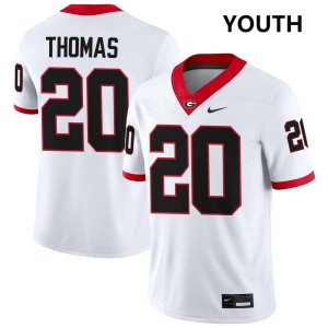 Youth JaCorey Thomas White Georgia Bulldogs #20 College Football 2025-26 Jerseys 994649-356
