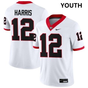 Youth Jaden Harris White Georgia Bulldogs #12 College Football Stitched Jersey 910575-662