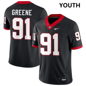 Youth Justin Greene Black Georgia Bulldogs #91 College Football Embroidery Jersey 447974-537