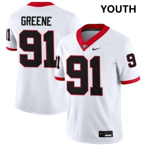 Youth Justin Greene White Georgia Bulldogs #91 College Football Embroidery Jersey 370841-148