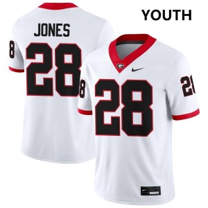 Youth Kris Jones White Georgia Bulldogs #28 College Football Game Jersey 385388-948