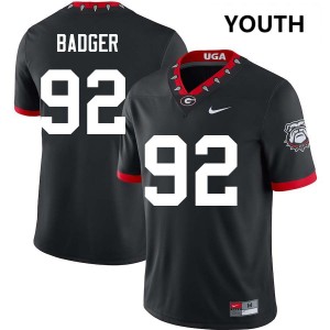 Youth Liam Badger 100th Anniversary Black Georgia Bulldogs #92 College Football Game Jersey 711289-997