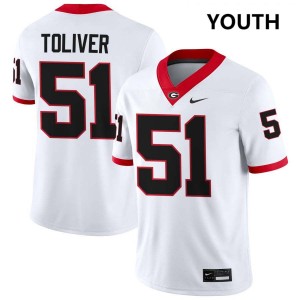 Youth Malachi Toliver White Georgia Bulldogs #51 College Football Embroidery Jerseys 668549-824