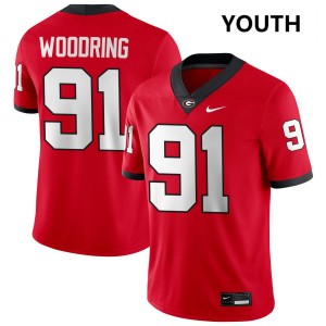 Youth Peyton Woodring Red Georgia Bulldogs #91 College Football Replica Jersey 672745-154
