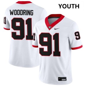Youth Peyton Woodring White Georgia Bulldogs #91 College Football Official Jersey 117384-282