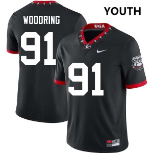 Youth Peyton Woodring 100th Anniversary Black Georgia Bulldogs #91 College Football Alumni Jerseys 894212-841
