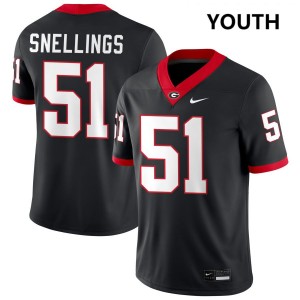 Youth Will Snellings Black Georgia Bulldogs #51 College Football 2025 Jersey 522169-100