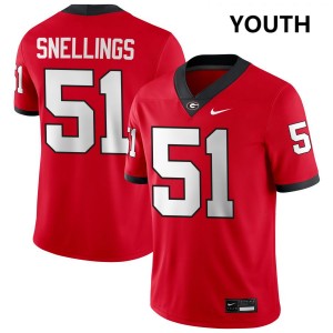Youth Will Snellings Red Georgia Bulldogs #51 College Football Stitched Jerseys 143035-790