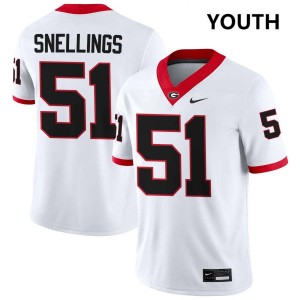 Youth Will Snellings White Georgia Bulldogs #51 College Football 2025 Jerseys 141419-755